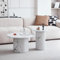 JZGORC Lot de 2 Tables Basses Rondes Modernes, Support de Base de Colonne Romaine, Table D'appoint de Canapé Ronde de Style Ferme, Convient au Salon, au Bureau - Finition Placage de Marbre