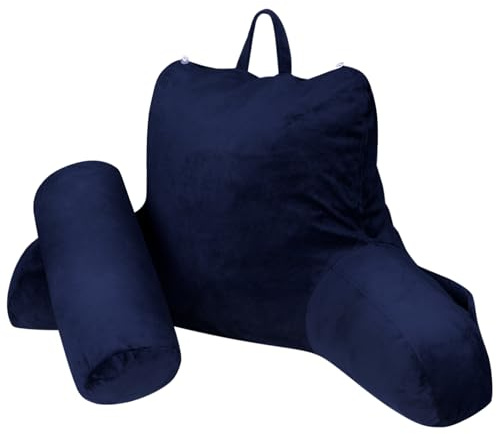 INFANZIA Coussin de Lecture avec Soutien du Cou/Bras, Doux et Confortable, Oreiller/Fauteuil de Lecture avec Rembourrage en Mousse Déchiquetée pour Lire, Travailler, Jouer, télévision (Bleu, M)