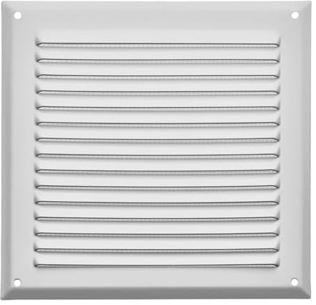 SOTECH rejilla de ventilación de aluminio 190 x 190 mm blanca con mosquitera Rejilla de extracción de aire para instalación atornillada