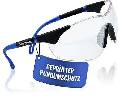 Merroum Schutzbrille Erwachsene EN166 EN170 – Leichte Sicherheitsbrille 26g – UV Schutz, Anti-Fog, Kratzfest, Klare Sicht ohne Verzerrung – Rutschfest – Schutzbrille Damen Herren Cyan Blau Magenta