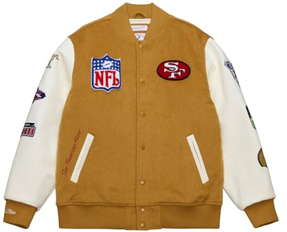 Mitchell & Ness NFL Dusted Collection Varsity College-Jacke, Knopfleiste, Frühling, Herbst, Winter, Retro, Übergangsjacke, American Style, Retro Look