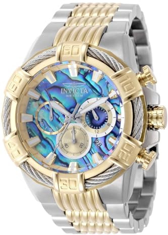 INVICTA Bolt 49898 Herrenuhr, wasserdicht, Analog, Quarzwerk, Edelstahl mit schwarzem Zifferblatt, 51 mm