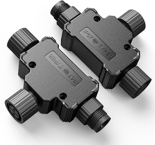 ZOVEEK T Connector (2 Pack) for Philips Hue Outdoor Low Voltage Lights, Weatherproof Power Supply Compatible with Lily Spot/XL Spot, Calla Pedestal, Econic Pathway, Amarant Light Bar