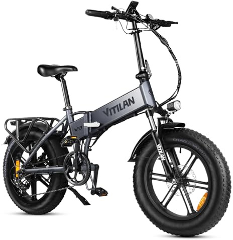 VITILAN V3 Bici Elettrica Pieghevole, Bicicletta Elettrica da 48V 13Ah Batteria Rimovibile,Velocità Massima 25 km/h, Motore Potente da 250W, Pedalata Assistita per 60-80 km, Gomme 20×4.0