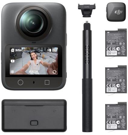 DJI Osmo 360 Vlog Combo, Vlog Camera | 360 Camera Ideal for Vloggers With Mic Mini Transmitter, Extended Battery Life With 3 Batteries, Native 8K 360° Video