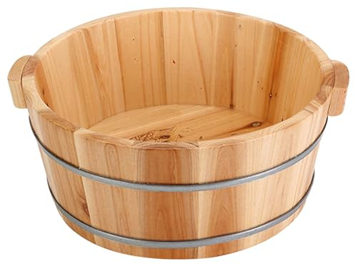 Foot Bath Bowl Wooden Pedicure Bowl Spa Massage Foot Soaking Tub Bath Basin Remove Dead Skin for Home Sauna Care 14.2x6.3 Inch