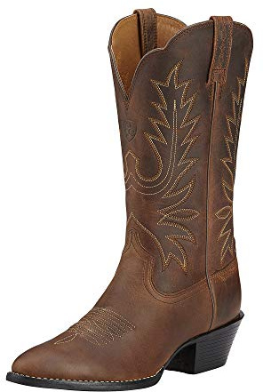 ARIAT Heritage Westernstiefel mit runder Zehenpartie, Damen, Leder, Cowgirl-Stiefel, Braun, Used-Optik, 38.5 EU (EU 38)
