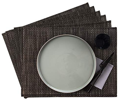 APS 60019 Sets von 6 schmalbandigen Platzdeckchen, 45 x 33 cm, Beige/Braun