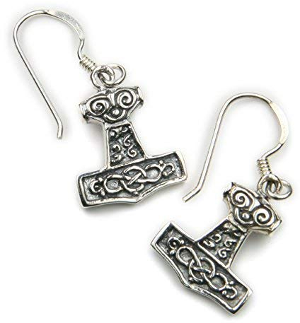 Drachensilber Thors Hammer Ohrringe 925 Silber Wikinger Schmuck Ohrhänger Ohrschmuck keltisch Mjölnir