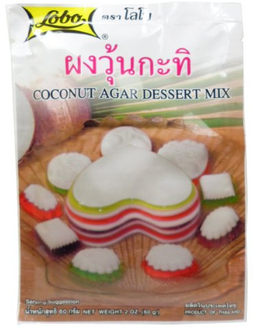 Lobo Coconut Agar Dessert Mix Size 60g(2 Oz) x 5 Bags Thai Dessert by GLOBO FOOD Ltd. Thailand