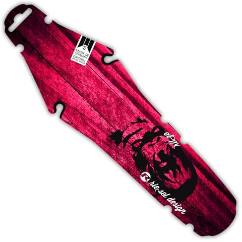 Riesel Design - rit:ze - 1x Mudguard für den Sattel/Rennrad Schutzblech hinten - einfach installierbares Fahrrad Schutzblech/Hinterrad Steckschutzblech für Jede Radgröße (pink Wood Gorilla)