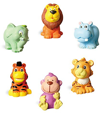 Lihou Paint Your Own Animal Figurines (Elephant, hippopotamus, lion, tiger and monkey)