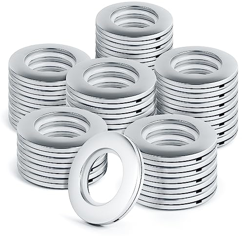 WCIC 32 PCS Gardinenringe Gardinen Ösen Kunststoff Vorhangringe Vorhangösen Schlagösen Ösen Stoffoesen Kunststoffösen 40mm DIY Ringe für Fenstervorhang, Duschvorhang, Umkleideraum Türvorhänge Silber
