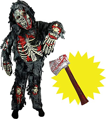 Spooktacular Creations - Disfraz de zombi para niño con hacha sangrienta (Medium, Black)