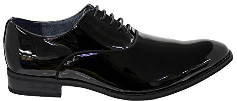 Eleganti Scarpe Uomo Nero Lucido Vernice Calzature Cerimonia Man's Shoes
