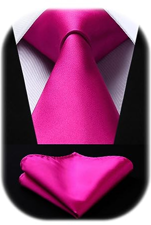 HISDERN Cravatta Rosa Uomo tinta unita Cravatte fazzoletto da cerimonia nuziale classico cravatta fazzoletto da taschino