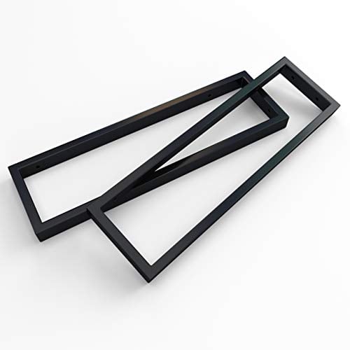 2 Stück Design Regalhalterung Schwarz für Waschtischplatte, Waschtischkonsole, Regalhalter, Konsole, Rechteck 50 cm, Massive Ausführung aus 1,5mm Stahl