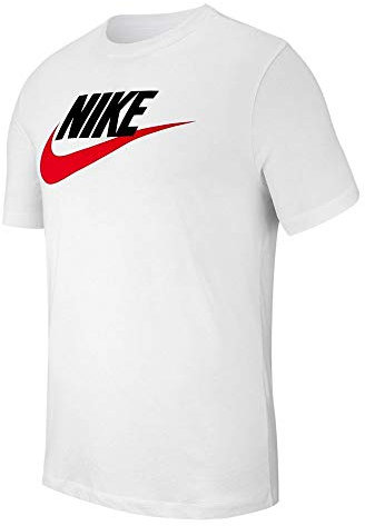 Nike M NSW Tee Icon Futura T-Shirt Homme, Blanc (White/Black/University Red 100), FR : S (Taille Fabricant : S)