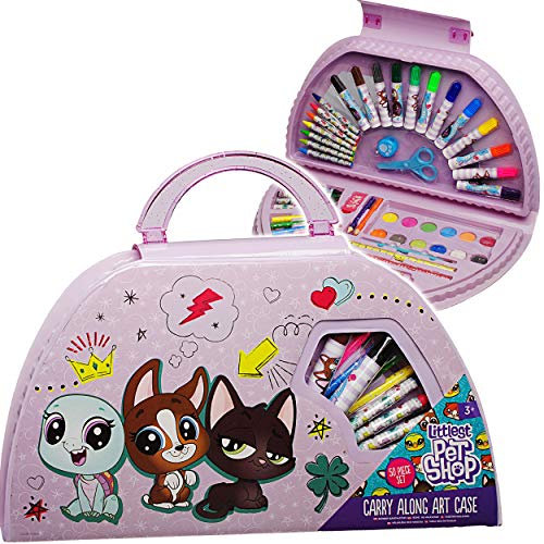 alles-meine.de GmbH 51 TLG. Set - XL Stifte-Koffer - Littlest Pet Shop - Malkasten - Malkoffer mit Stiften + Filzstifte + Buntstifte + Wasserfarben + Wachsmal Farben + Pinsel - K..
