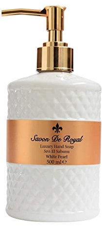 Savon De Royal White Pearl Liquid Hand Soap - Liquid Hand Wash, Multipurpose Liquid Soap in Pump Dispenser, Lily Flower Scent, 500 ml (16.9 fl oz)