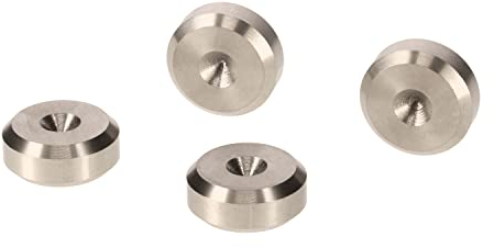 PrecisionGeek Speaker Spike Pads – Stainless Steel 20mm Diameter, Chamfered Shape – Isolation Feet for HiFi Speakers, Stands, Turntables, Soundbars – Set of 4