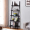 Charles Bentley Tall Wooden 5 Rung Ladder Storage Shelving Unit Display Shelf Black 180x40x60cm