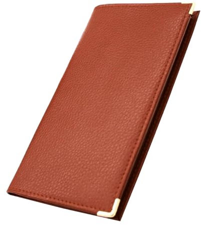 Charmoni - Etui Porte chéquier Carte crédit pièce d'identité (Cognac (Cuir véritable grainé))