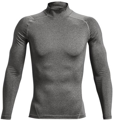 Under Armour UA HG Armour Comp Mock LS - Long Sleeve - Tops - Carbon Heather/Black - Size: MD