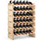 GOPLUS Weinregal Holz stapelbar, Flaschenregal für 36 Flaschen, Weinflaschenregal Weinständer mit 6 Fächern, Wine Rack Weinhalter für Keller Bar Lagerraum, 63 x 28 x 85 cm, Natur