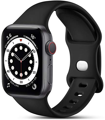 CeMiKa Kompatibel mit Apple Watch Armband 41mm 40mm 38mm 42mm, Ersatz Silikon Sport Armbänder Kompatibel mit iWatch Armband Series 10 9 8 7 6 5 4 3 2 1 SE, Damen Herren, Schwarz
