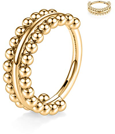 hengkaixuan 316L Surgical Steel Scharniersegment Nahtloser Clicker Ring 16G Knorpel Piercing Conch Helix Ohrring Creolenring Goldlappen Ohrringe Nasenring Septum Piercing Schmuck 8mm