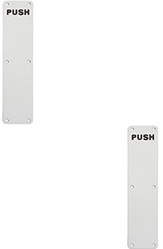 Loops 2 PACK | Push Engraved Door Finger Plate - 350 x 75mm - Satin Anodised Aluminium | Protective Door Push Plate - Commercial Door Finger Plate - Plain/Push/Pull Engraved Options