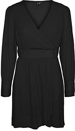 Vero Moda Women's VMPOLLIANA LS Short Dress WVN Kleid, Black, XS