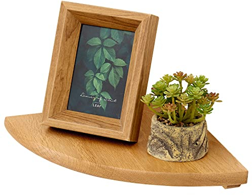 OAKERLAND Eiche Eckregal Schwebende 25CM Regale Ecke Massivholz Ecke Wandregal für Bad Küche Schlafzimmer Wohnzimmer