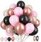 Paready Black Pink Latex Balloons, 60 Pcs 12 Inch Metallic Rose Gold and Confetti Balloons for Girls Birthday Baby Shower Engagement Anniversary Wedding Bridal Shower Party Graduation Decoration