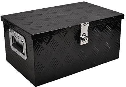 BATONECO 50,8 cm Aluminium-Werkzeugkasten, LKW-Bett-Werkzeugbox mit seitlichem Griff, Schloss und 2 Schlüsseln, 50,8 x 30,5 x 24,9 cm, Schwarz