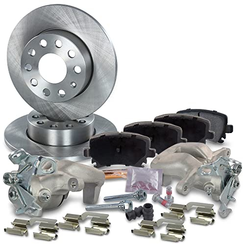 ATEC Germany Bremsenset Hinterachse inkl. Bremsscheiben Ø 256 mm Voll + Bremsbeläge Hinten & Bremssattel Hinten