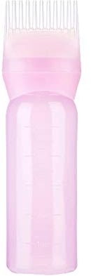 120Ml Applicator Bottle Hair Colour Brush Hair Oil Bottle with Graduated Brush Applicator Bottle Comb Root Comb Salon Hair Coloring Tool (Pink)