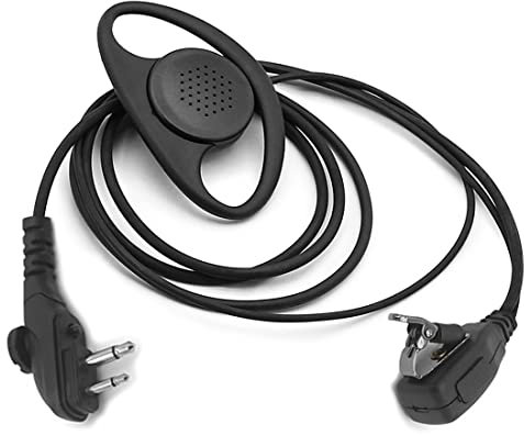 SUNDELY D-shape Headset Earpiece Compatible with Midland Radio G15Pro G18 HYT Hytera BD615 HYT2100 PD405 PD415 PD485 PD505 PD565 TC-610 Walkie Talkie Hidden Mic & PTT 2-pin with Screw