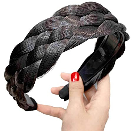 Serre-tête tressé à 6 brins - Élargi et épais - Avec dents d'acce - Pour femme - Cheveux L9K4