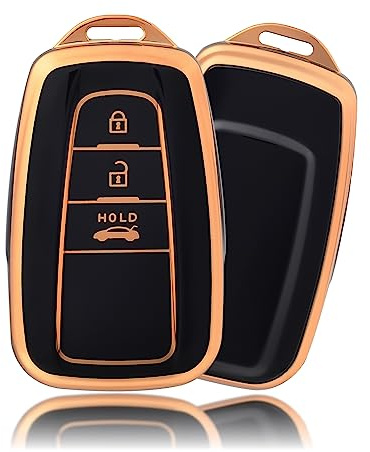 OFFCURVE Custodia Chiavi Auto Guscio Chiave, Cover Chiave Copri Chiavi Telecomando 3 Tasti Adatto per Toyota Corolla RAV4 Camry Prius Prime Avalon C-HR GT86 Highlander Land Cruiser Prado Yaris Hilux