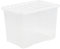 JMS we create smile - 80L Litre Crystal Clear Plastic Storage Box With Transparent Lid - Stackable & Nestable Storage Container For Home & Office - Made in UK (80 Litre Clear)