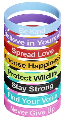 Silikon-Armbänder - 8er motivierende Armbänder für Männer & Frauen - Silikon-Gummi-Armbänder mit inspirierenden Zitaten