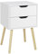 Yaheetech Tables de Chevet Blanche Scandinave, Table de Nuit Adulte, Chevet du Lit, avec 2 Tiroirs, Tables d'Appoint 40 x 40 x 61 cm
