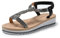 JOMIX Sandale Femme Sandales d'été pour Femmes Sandales Filles Fermeture Élastique Réglable pour Maison Piscine Plage (Noir, 41)