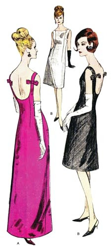 Schnittmuster der 60er-Jahre, einteiliges Abendkleid – Brustumfang: 91 cm