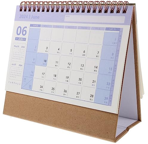 LALAFINA 2024 Flip-desk-kalender Bürodekoration Kleiner Tischkalender Monat Tischkalender Kalender Für Das Akademische Jahr Countdown Kalender Staffelei Tasche Papier Zähler Muschelschale