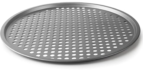 Lacor - 68470 - Molde Pizza, Bandeja Pizza Horno Perforada, Molde Antiadherente, Colección Delize, Libre de PFOA, Apto para Horno, Frigorífico y Congelador, Acero al Carbono, Ø33.5 cm, Altura 1 cm