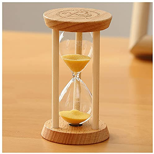 AttreX Sablier, sablier, sablier, sablier en bois/verre, sablier à œufs, 3/5/10/15/20/30 minutes for enfants, salle de classe, cuisine, jeux, minuteur de brossage (couleur : jaune, taille : 5 min sabl