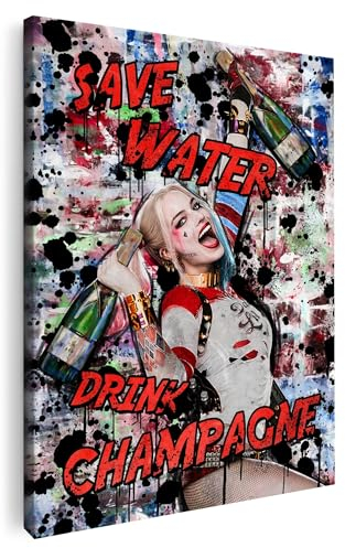 Artmazing | Harley Quinn Bild bunt | S-Art Bilder | Harley Quinn Bilder Modern | Coole Wandbilder Wohnzimmer | Wandbild Harley Quinn Deko XXL | Bild Leinwand XXL | Harley Quinn Bilder Wand